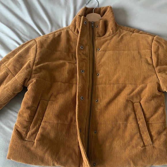 Brown corduroy RVCA puffer jacket - Picture 3 of 8